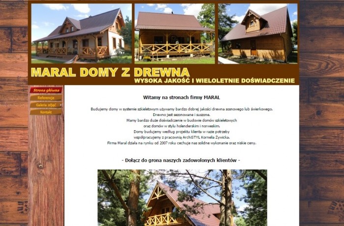 Projekt i wykonanie strony dla firmy MARAL – Producenta domów z drewna