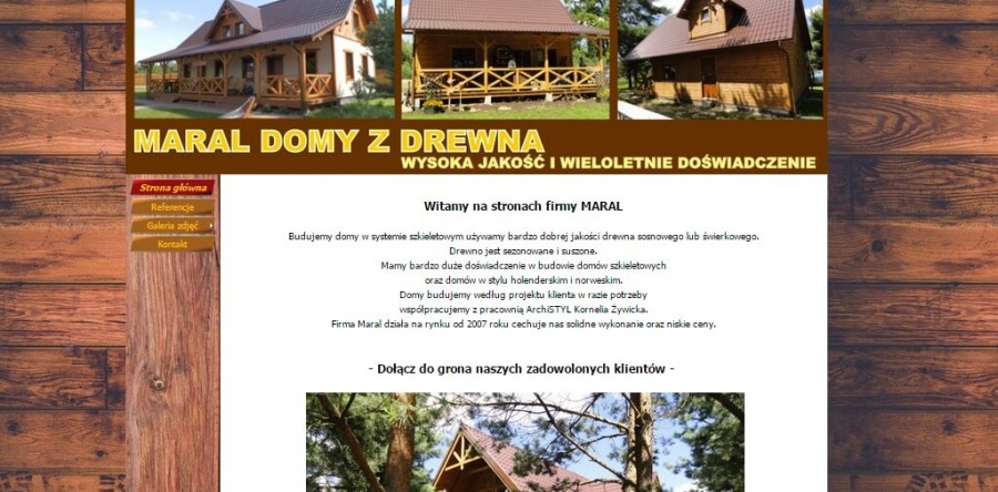 Projekt i wykonanie strony dla firmy MARAL – Producenta domów z drewna